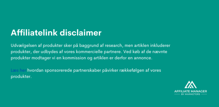 tekst eksempel på en affiliate disclosure på dansk affiliatesite